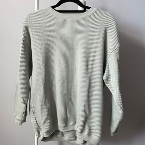 Aerie Blue-Grey Waffle Sweatshirt (XXS)